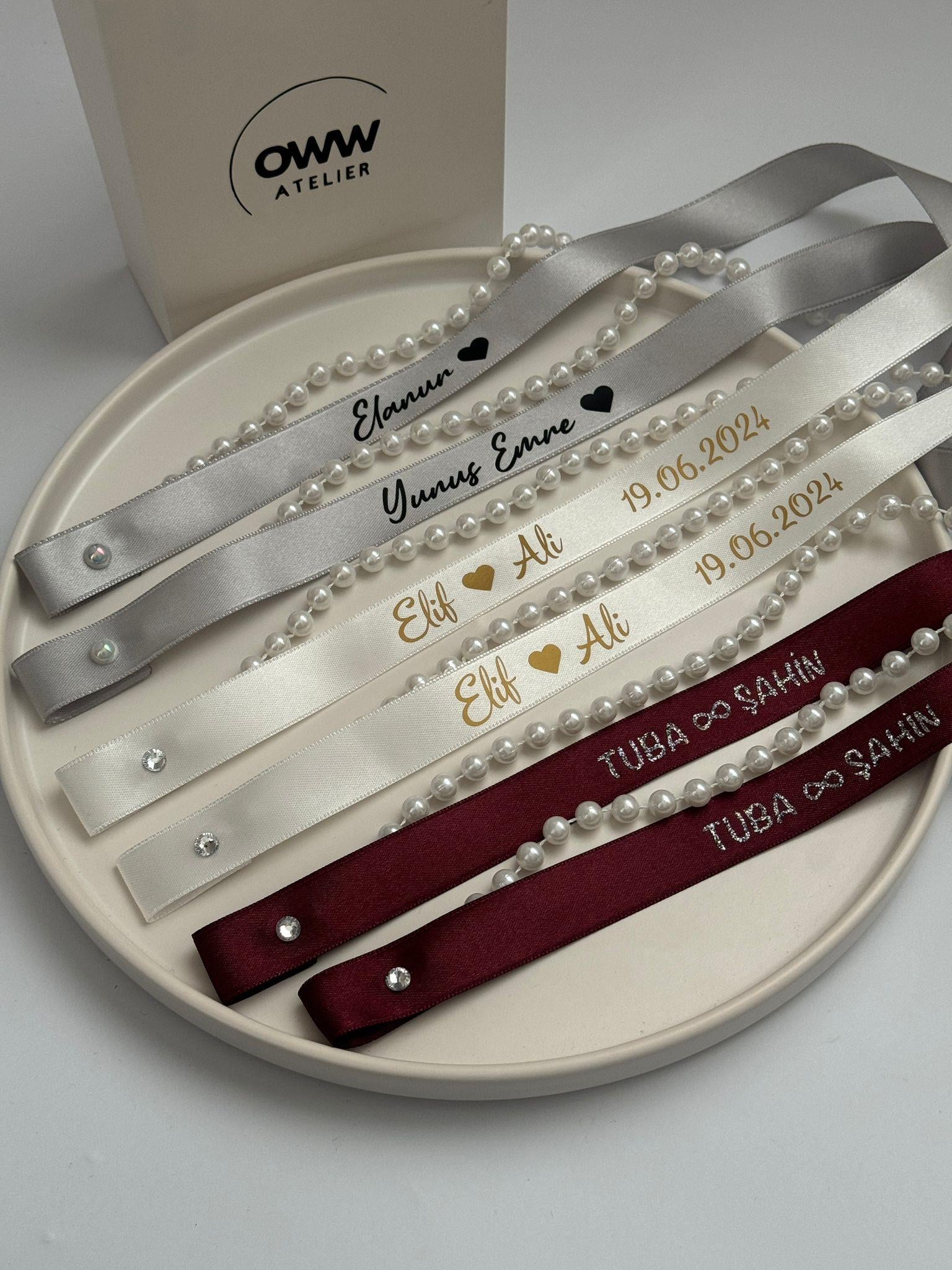 Dökülmeyen İncili Yüzük Kurdelesi (2cm en) Model 22