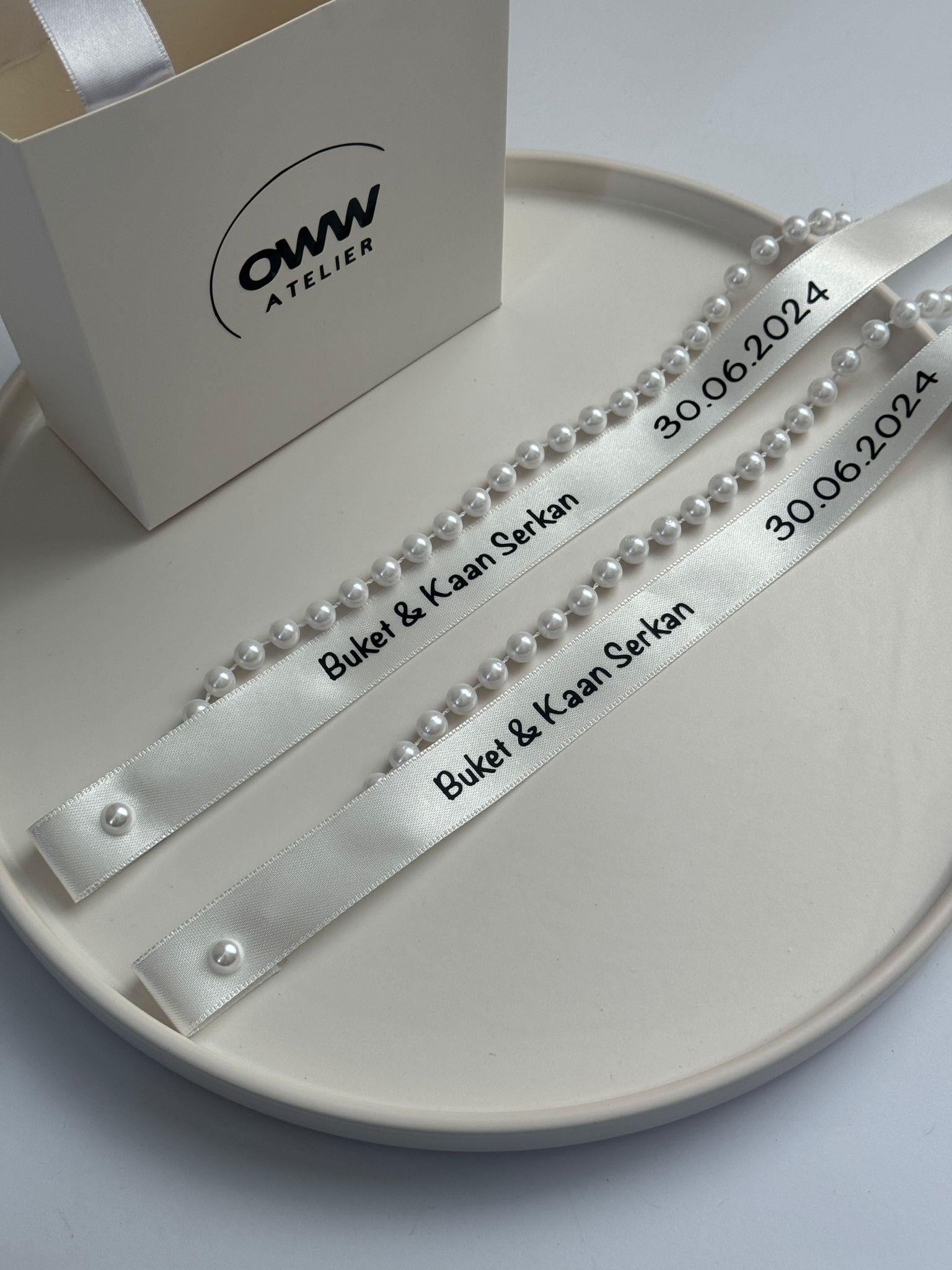 Dökülmeyen İncili Yüzük Kurdelesi (2cm en) Model 19