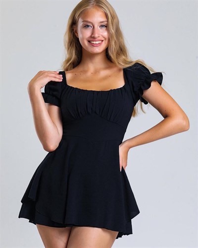  Premium Drapeli Şortlu Ekstra Mini Elbise