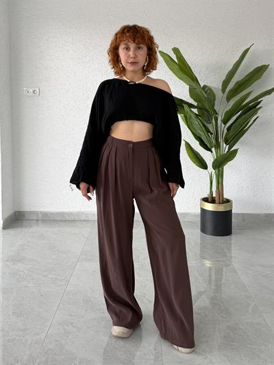 Premium Trend Yazlık Pileli Palazzo Bol Paça Pantolon
