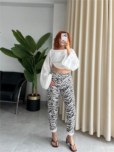 Zebra Desenli Jean Pantolon