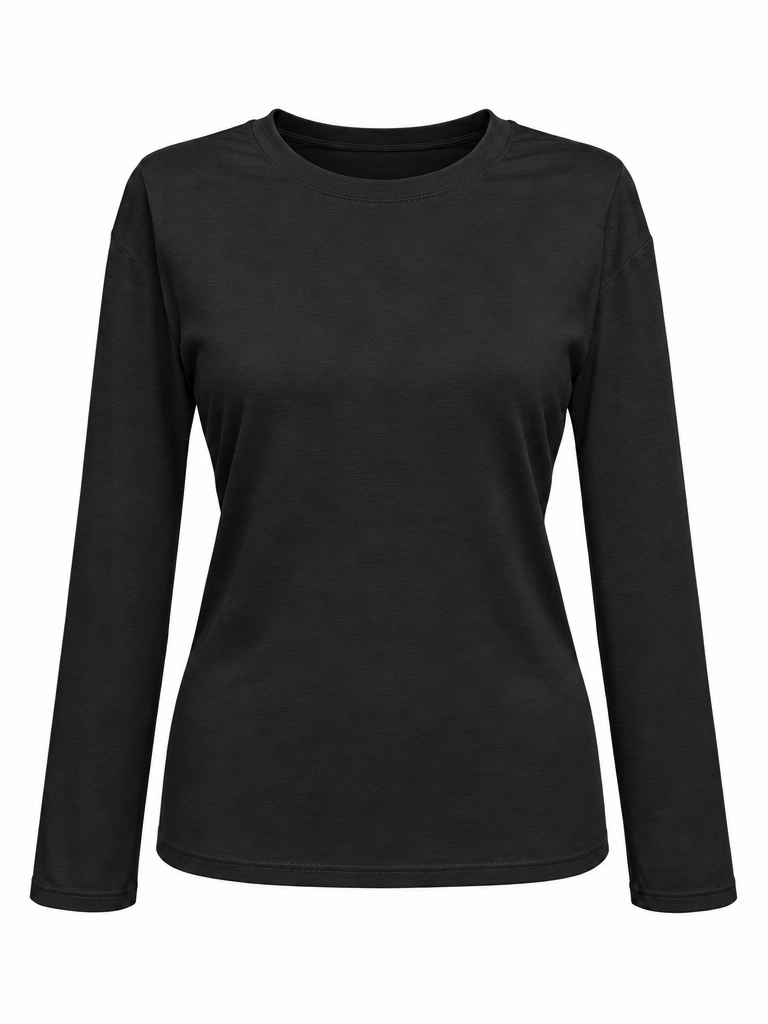 Kadın Uzun Kollu Bisiklet Yaka Basic Sweatshirt