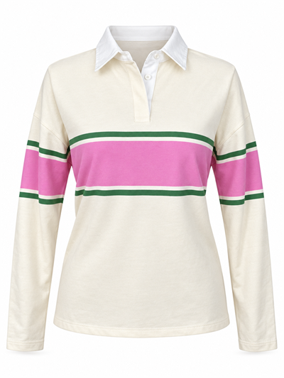 Çizgili Polo Yaka Uzun Kollu Sweatshirt