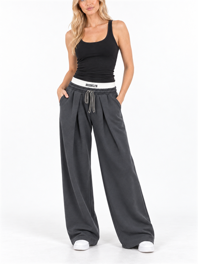 Kadın Oversize Çift Bel Wide Leg Rahat Kesim Eşofman Altı