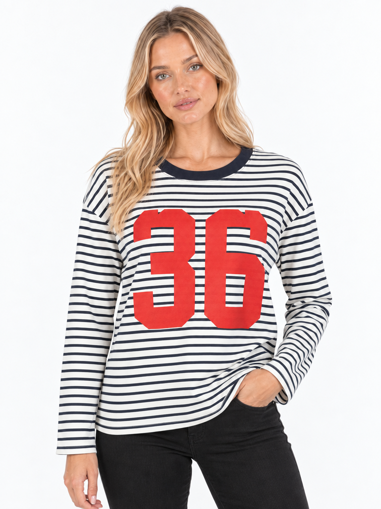 Recep ErdenÇizgili Bisiklet Yaka Uzun Kollu SweatshirtSweatshirt