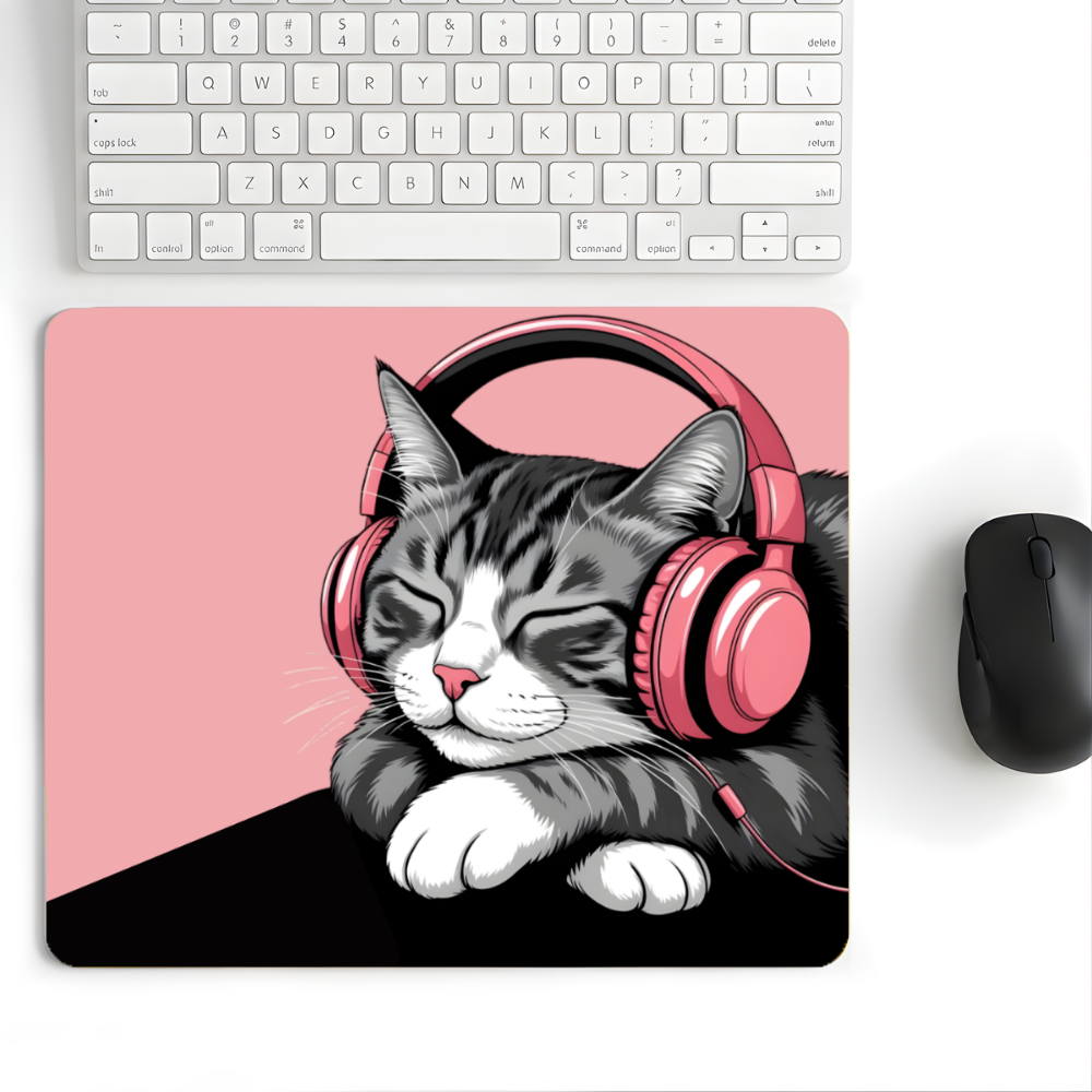 18x22 Cm Desenli Mouse Pad Uyuyan Kedi Baskılı Tasarımlı Mouse Pad,Ofis Aksesuarları Sleepy Cat