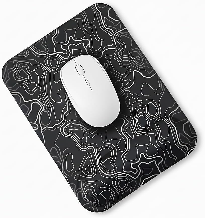 Ergonomik Typography Desenli Kare Mouse Pad – Bilek Destekli Mouse Pad Konforlu Mousepad SİYAH