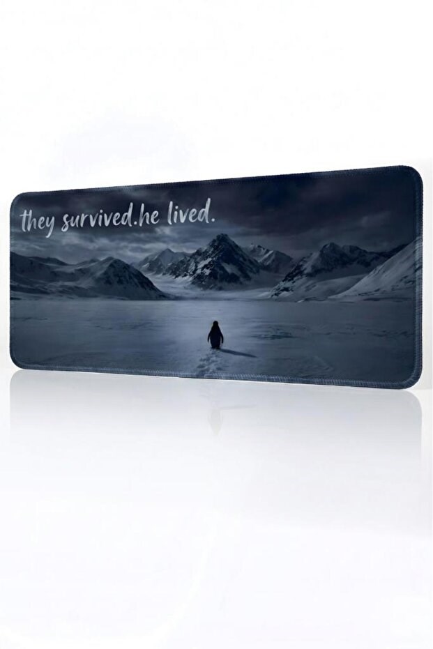 Penguen Temalı 70x30 cm Mouse Pad, Dikişli Kenar, Kaymaz, Ultra Geniş Mousepad