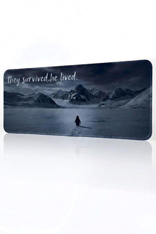 Penguen Temalı 70x30 cm Mouse Pad, Dikişli Kenar, Kaymaz, Ultra Geniş Mousepad