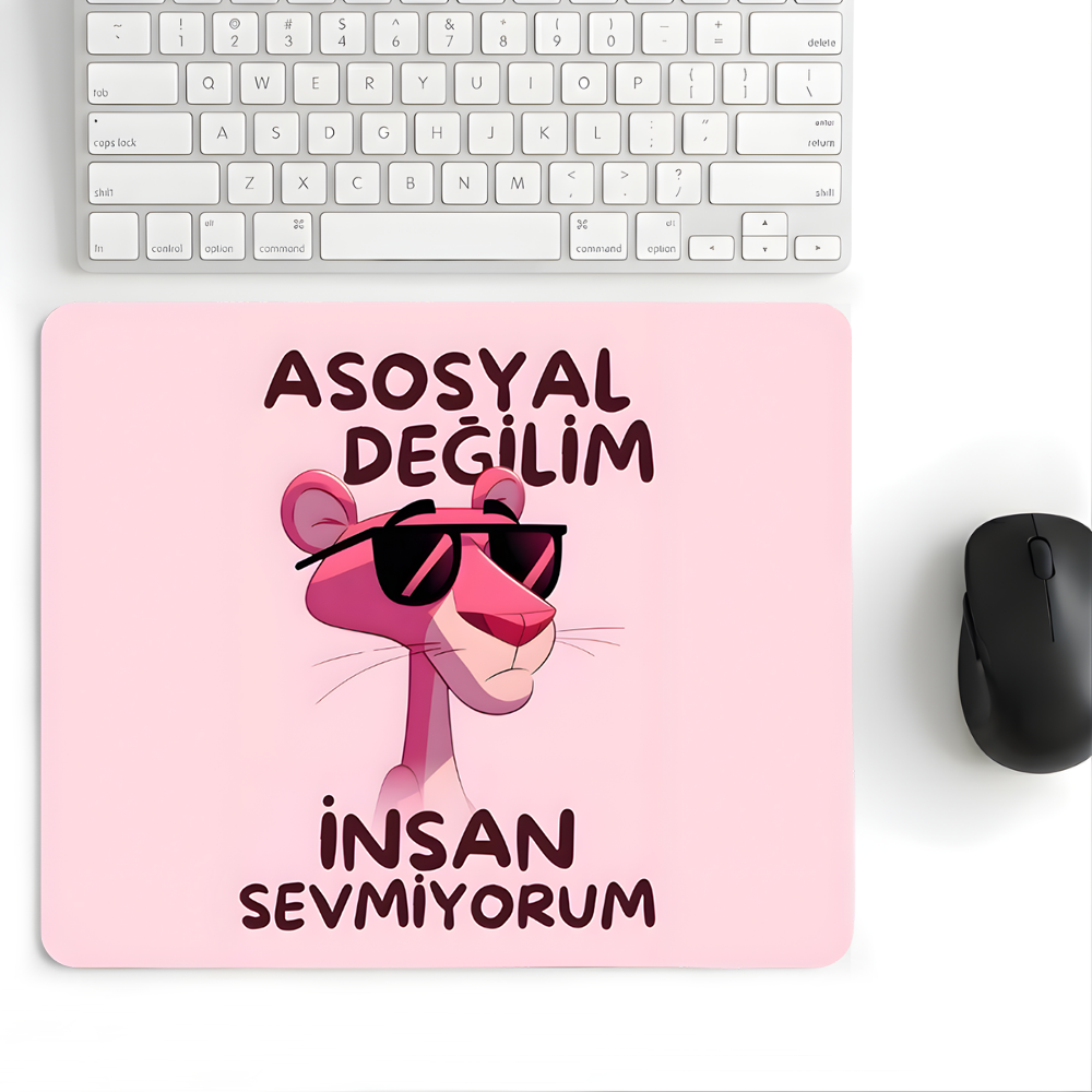18x22 Cm Desenli Mouse Pad Asosyal Değilim Baskılı Tasarımlı Mouse Pad,Ofis Aksesuarları Anti Social