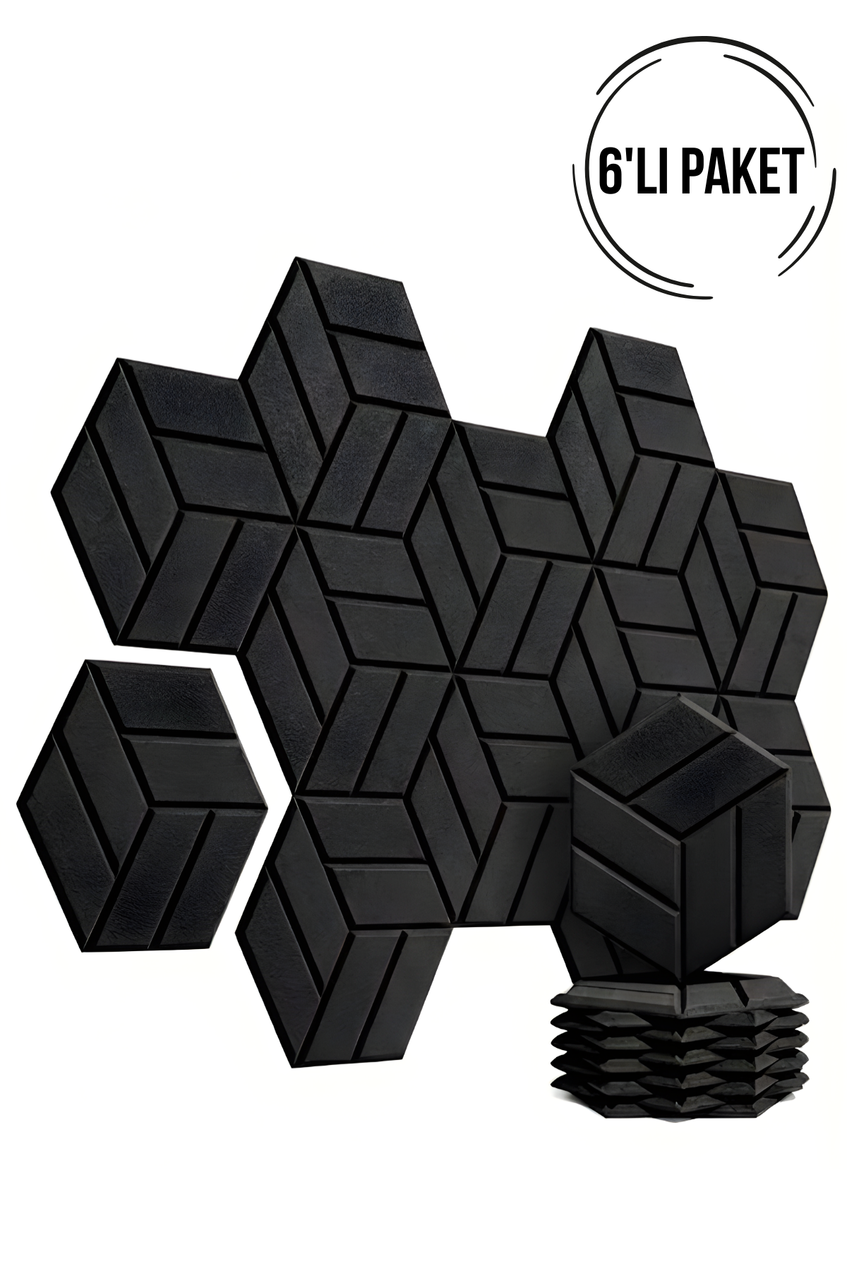 6'lı Altıgen Duvar Karoları Dekoratif Isı Yalıtım,Ses Yalıtım Yapışkanlı Duvar Karosu Ev,Stüdyo,Ofis