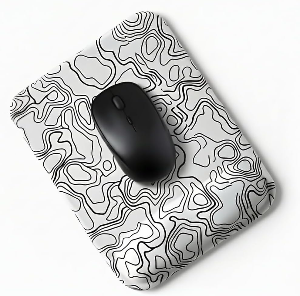 Ergonomik Typography Desenli Kare Mouse Pad – Bilek Destekli Mouse Pad Konforlu Mousepad Beyaz