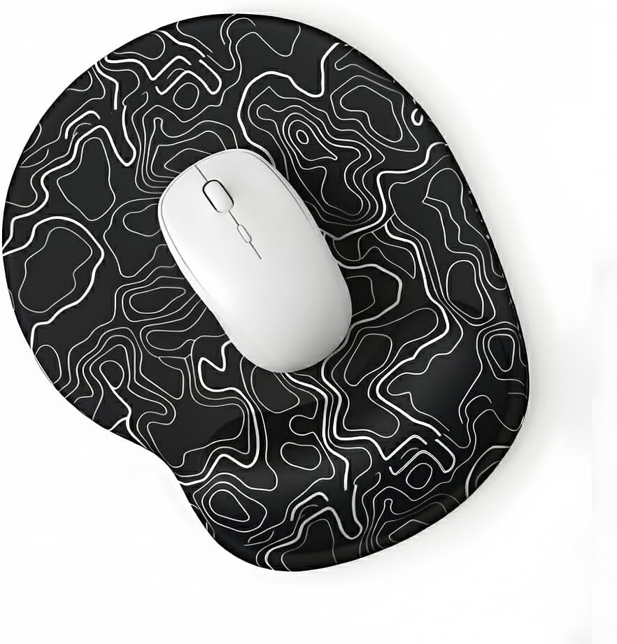 Ergonomik Typography Desenli Mouse Pad – Bilek Destekli Mouse Pad Konforlu Mousepad Siyah
