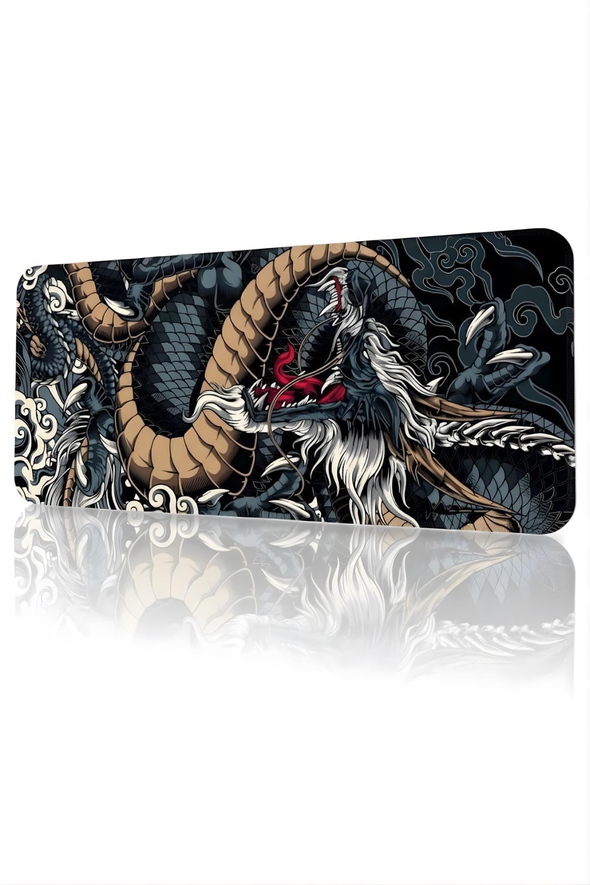 Premium Dikişli Kenar 70x30 cm Dijital Oyuncu Gaming Mouse Pad Dragon