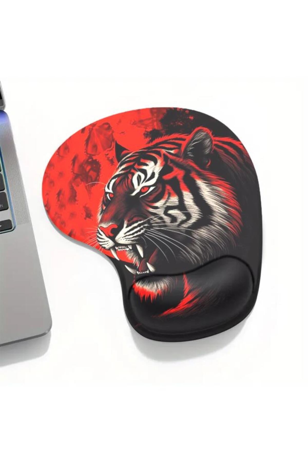 Red Flame Tiger Bilek Destekli Mouse Pad