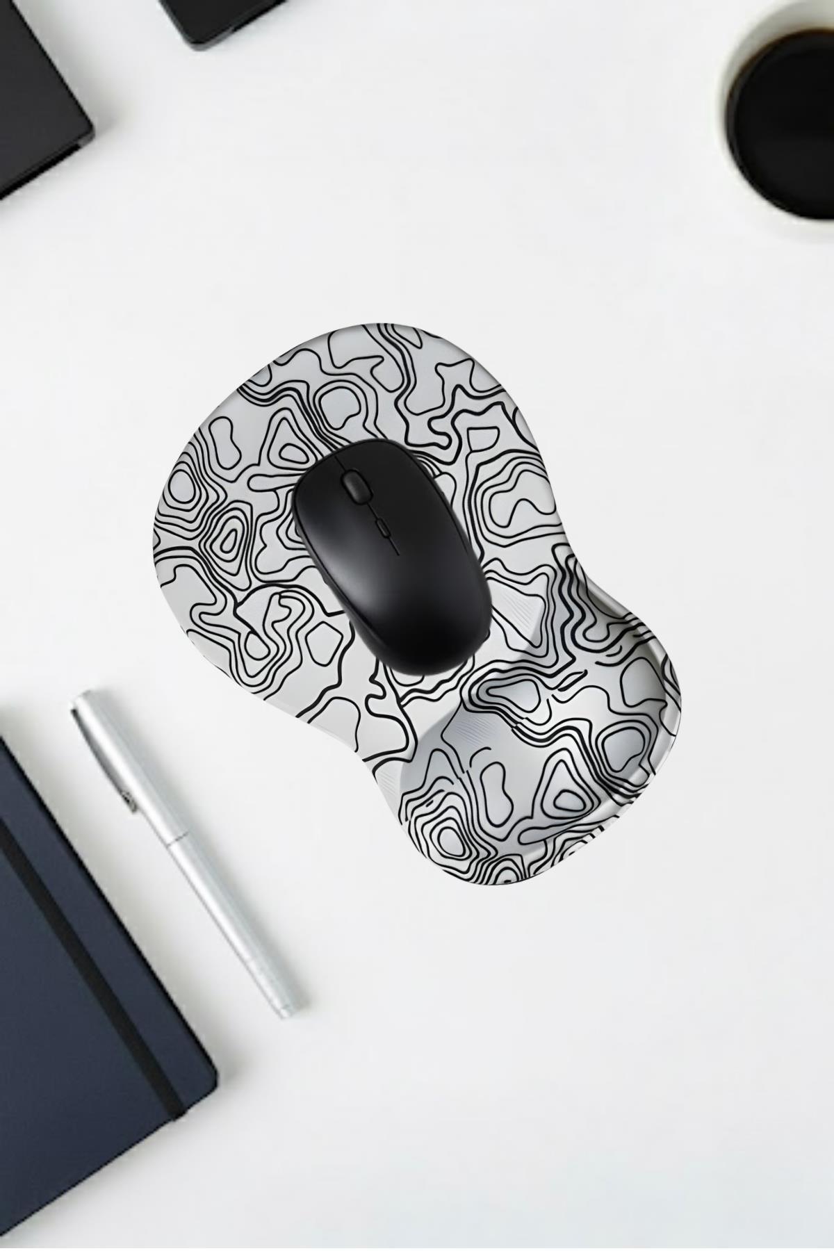 TopoWave Bilek Destekli Mouse Pad Ergonomik Kaymaz Taban Mouse Pad , Bilek Koruyucu Dijital Mouse Pad