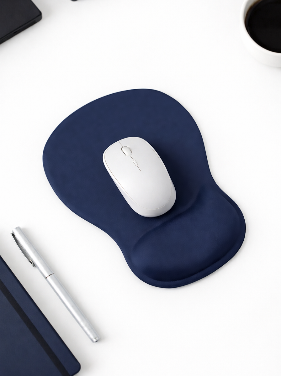 TopoWave Bilek Destekli Mouse Pad Ergonomik Kaymaz Taban Mouse Pad , Bilek Koruyucu Dijital Mouse Pad Lacivert
