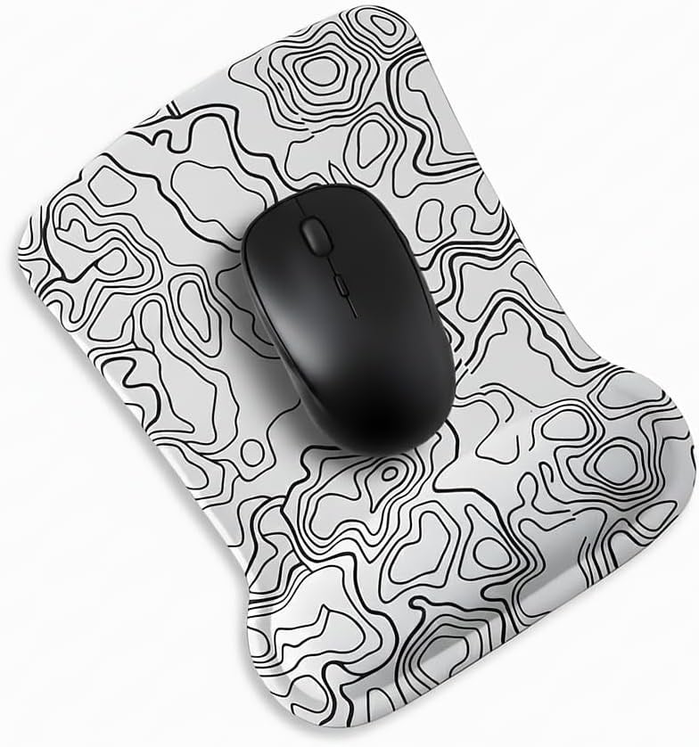 Typography Desenli Mouse Pad – Bilek Destekli Mouse Pad Konforlu Dijital Mousepad Beyaz