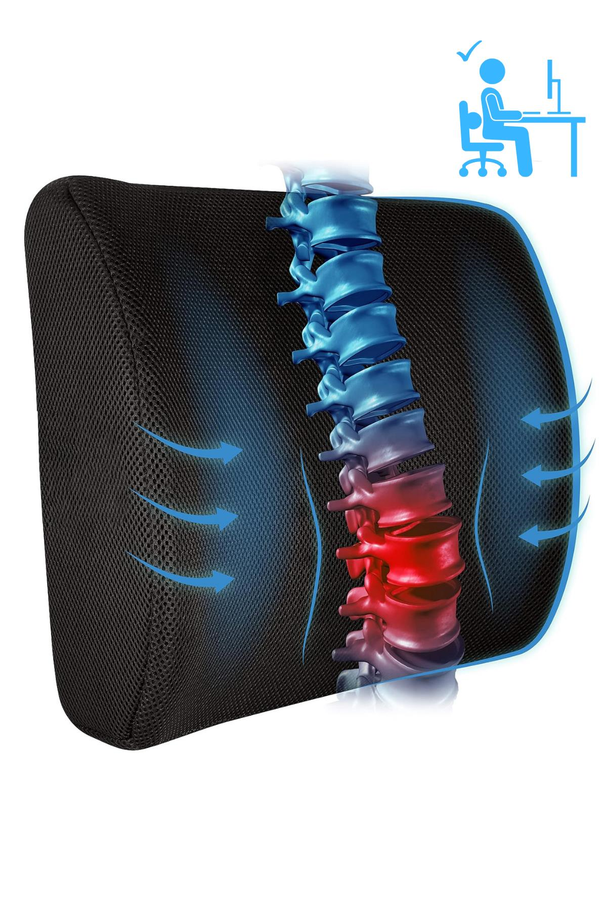 Visco Bel Destek Yastığı Memory Foam Dik Duruş Ortopedik Yastık Omurga Yastığı Ortopedik Sırt Destek Minderi