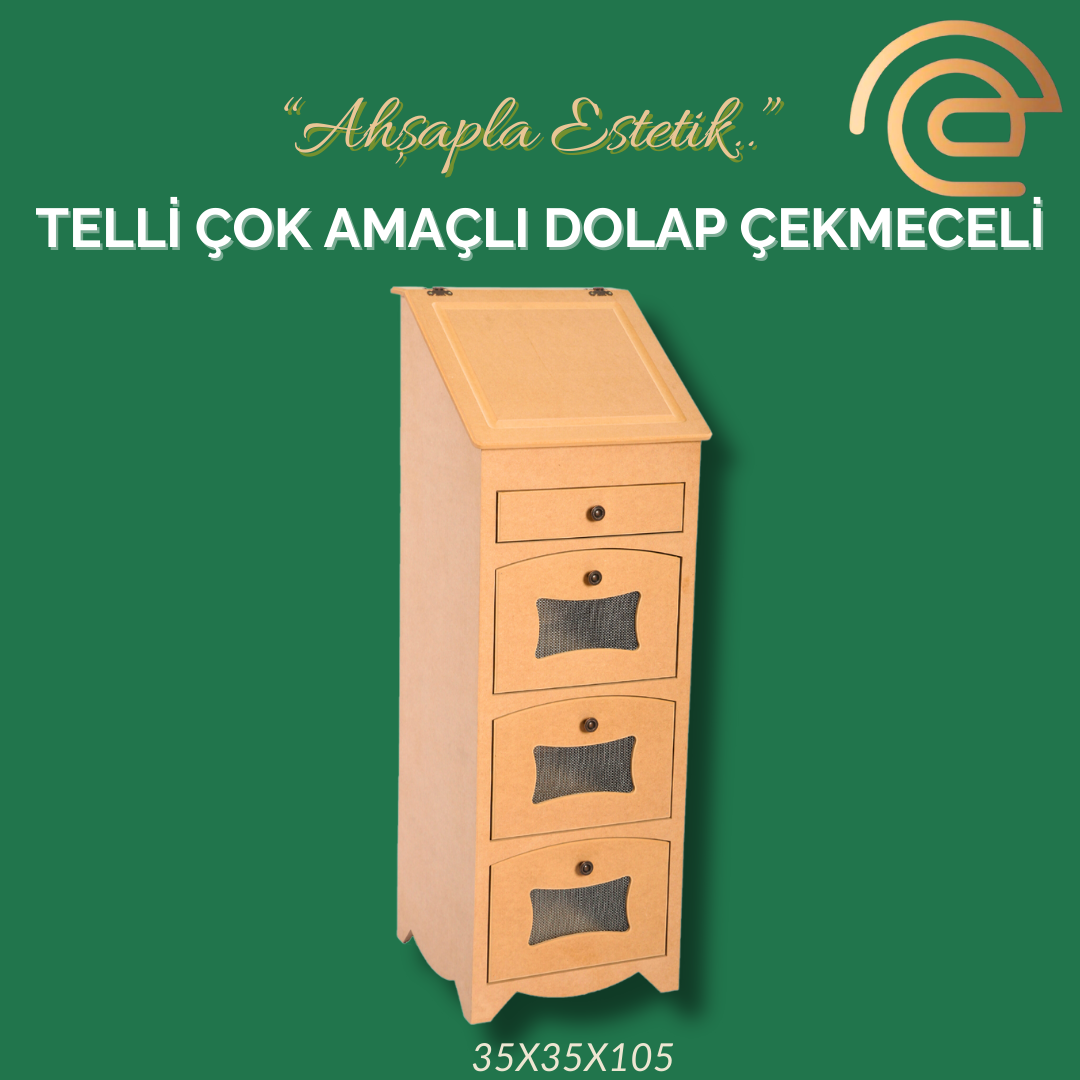 TELLİ ÇEKMECELİ ÇOK AMAÇLI DOLAP 