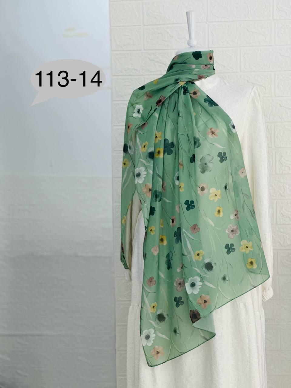 113-14 Çiçek Desenli Şifon Şal