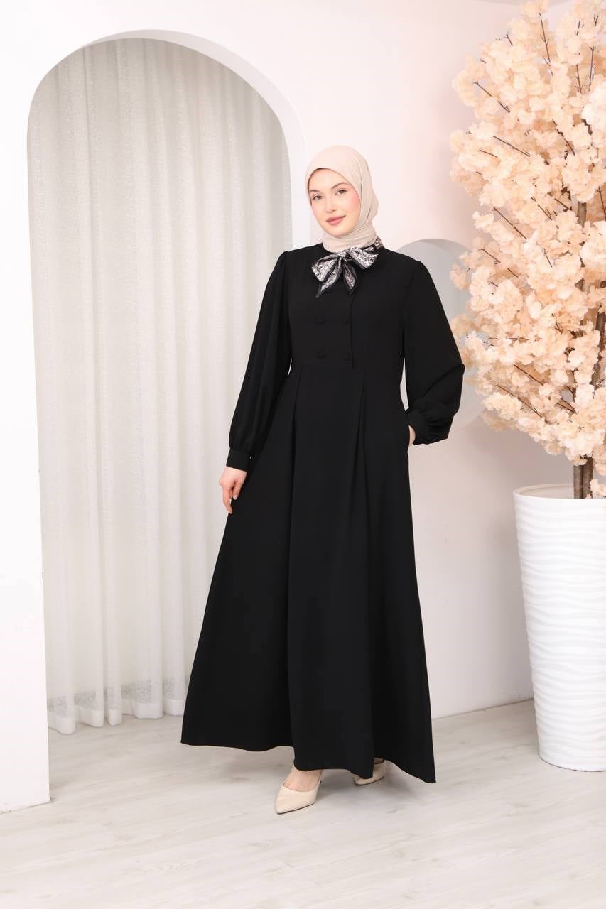 1363 Vintage Esinti Elbise - Siyah