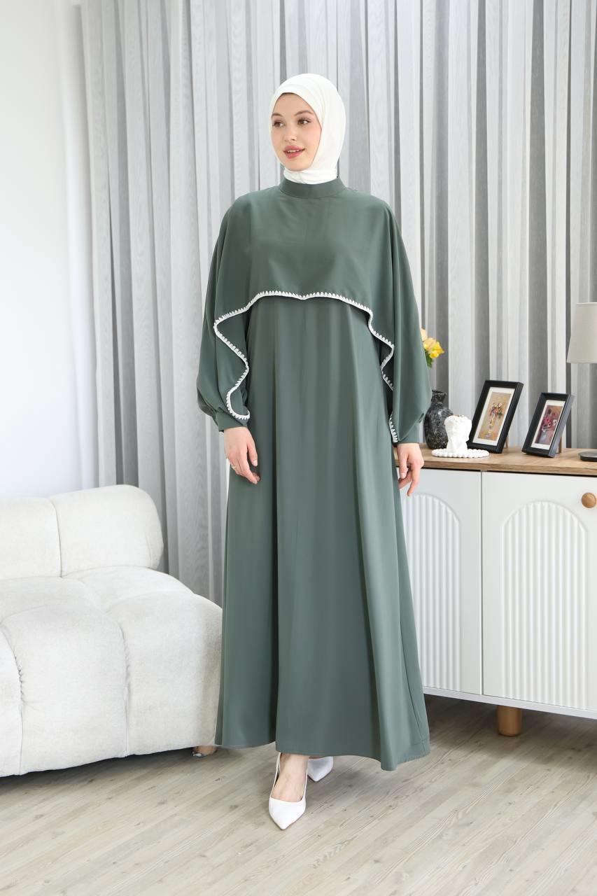 7035 Pelerinli Elbise - Mint