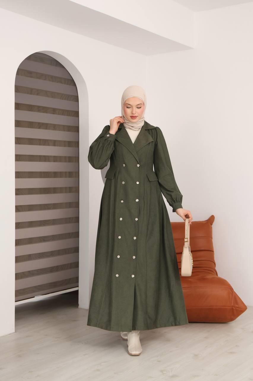 7103  Diana Trenç Elbise - Haki