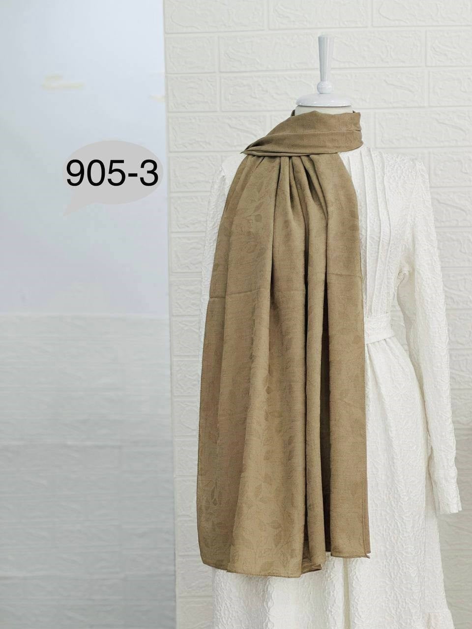 905-3 Kendinden Desenli Keten Şal