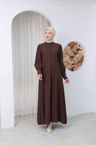 7142 Sade Zarafet Ferace - Kahverengi 