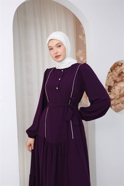 7143 Belsiz Yazlık Elbise - Mürdüm