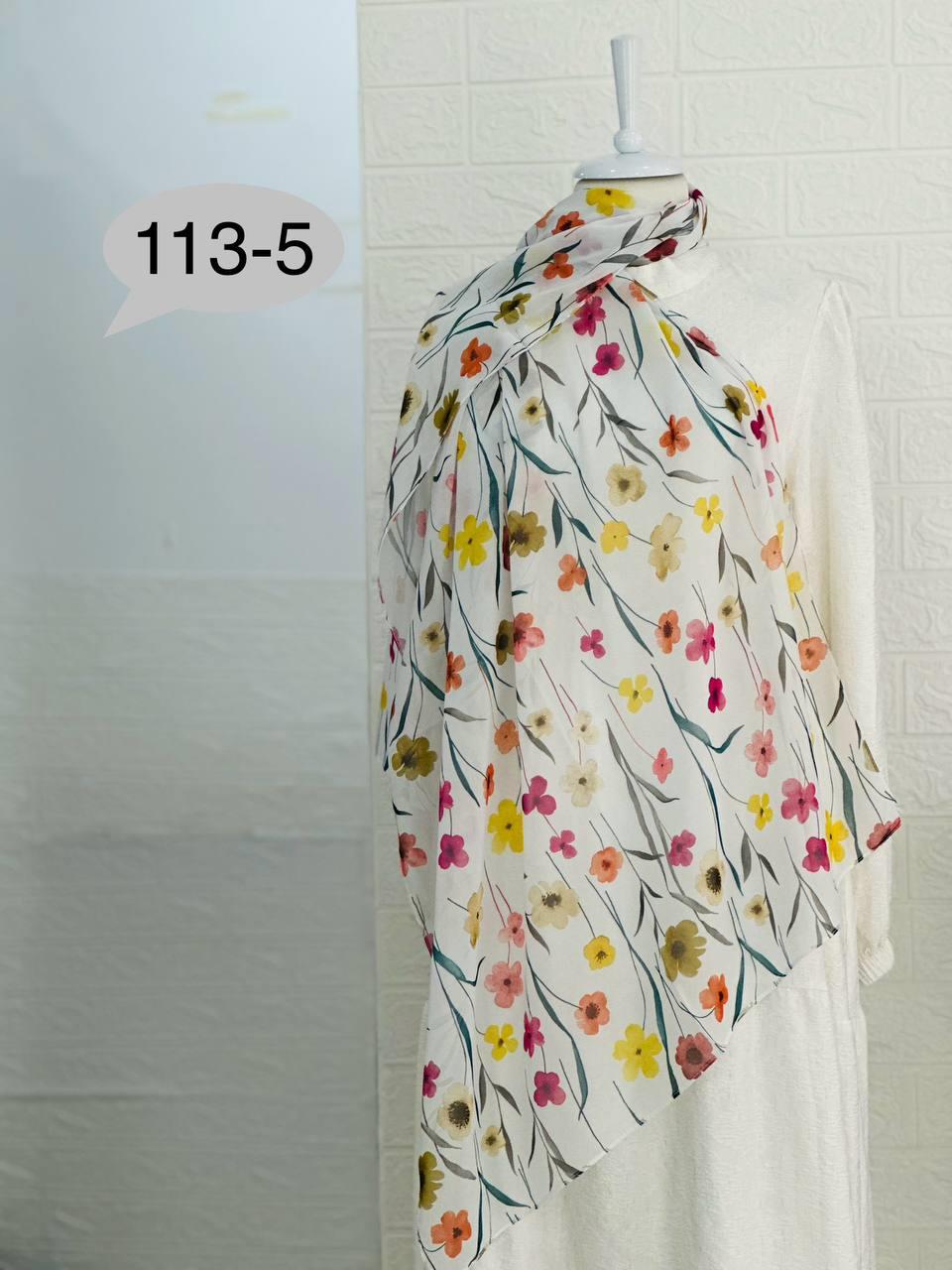 113-5 Çiçek Desenli Şifon Şal