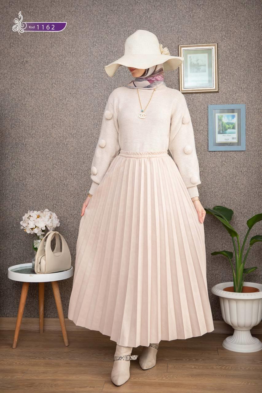 1162 Süet Etek - Bej