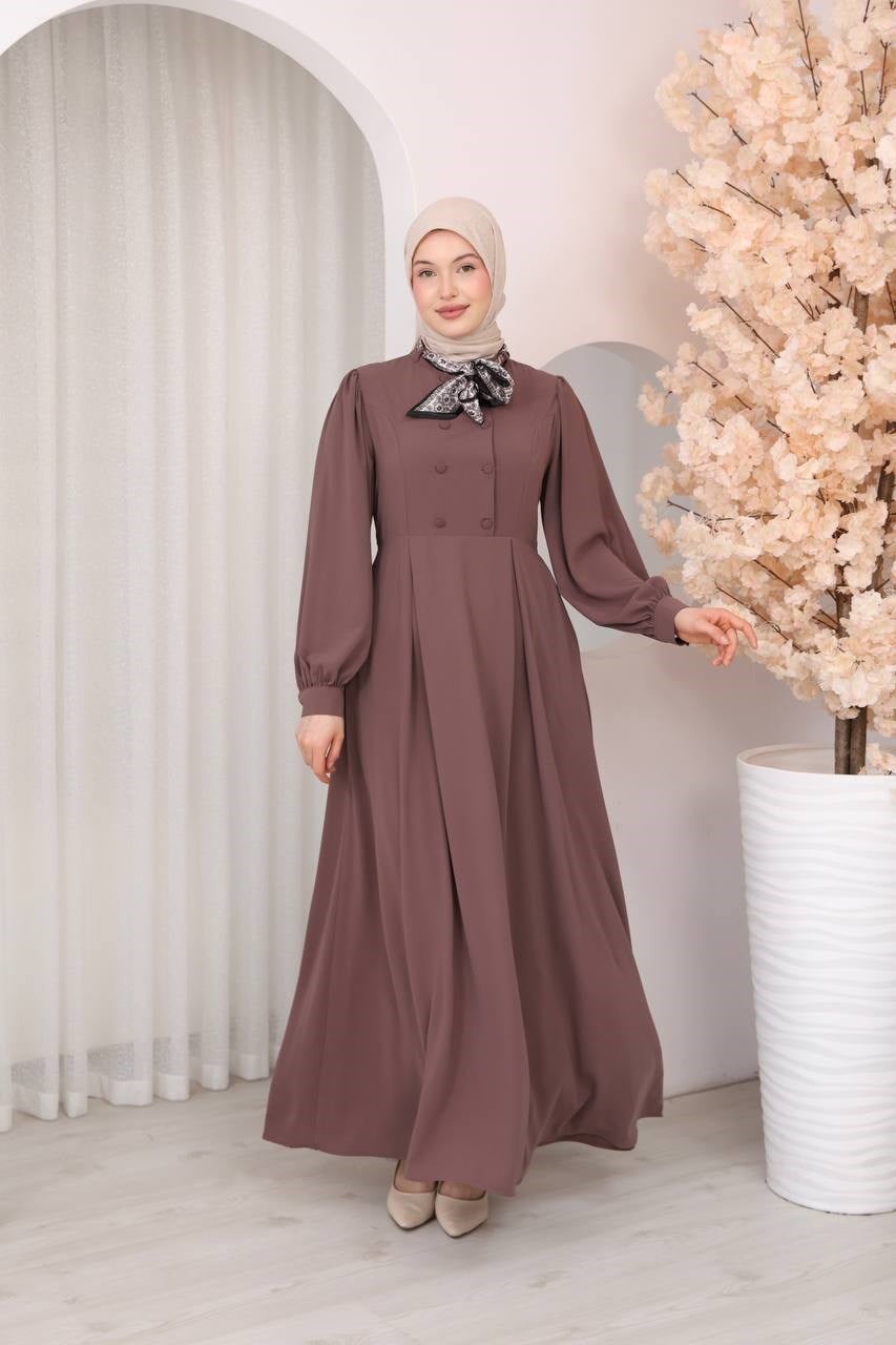 1363 Vintage Esinti Elbise - Gül kurusu