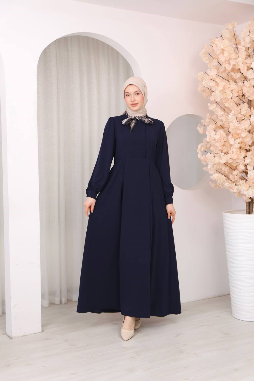 1363 Vintage Esinti Elbise - Lacivert