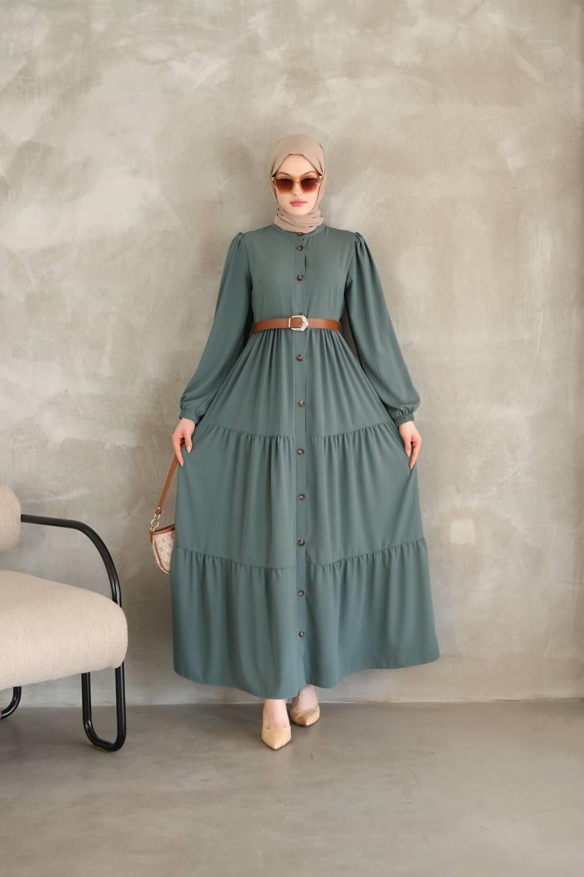 3459 Katmanlı Elbise - Mint