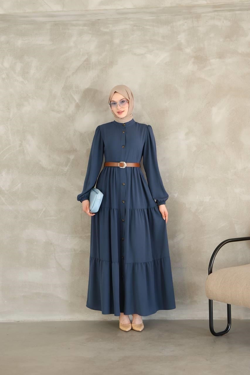 3459 Katmanlı Elbise - Petrol