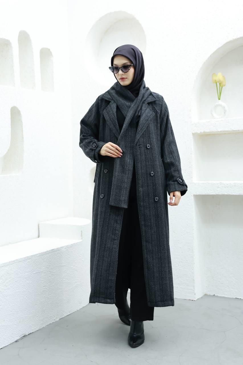 6001 Kaşe Astarlı Kaban - Siyah 