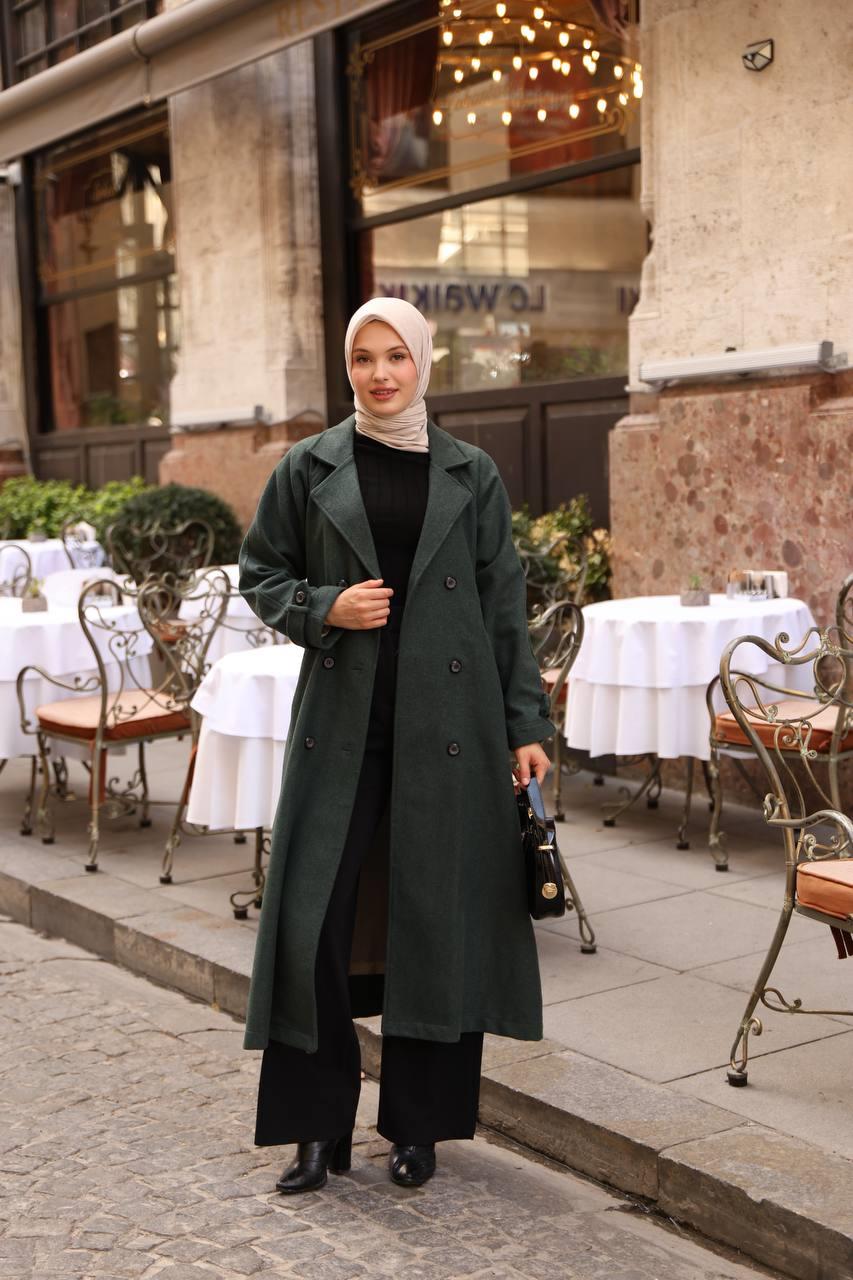 6001S Kaşe Astarlı Kaban - Çimen Yeşili 