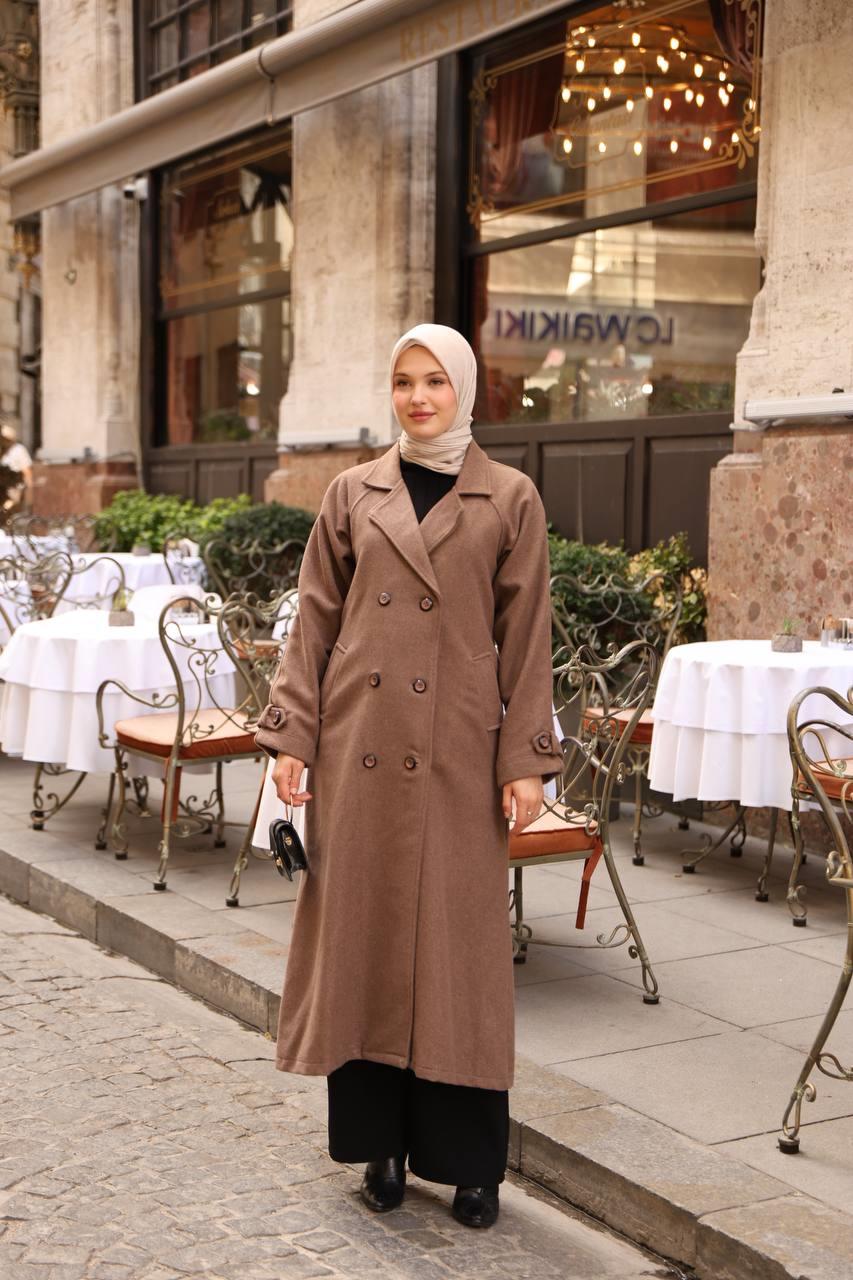6001S Kaşe Astarlı Kaban - Kahverengi