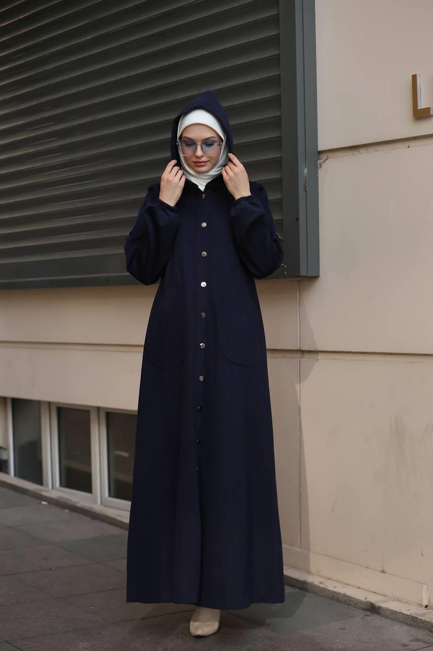 6005 Kapüşonlu Pardesü - Lacivert 