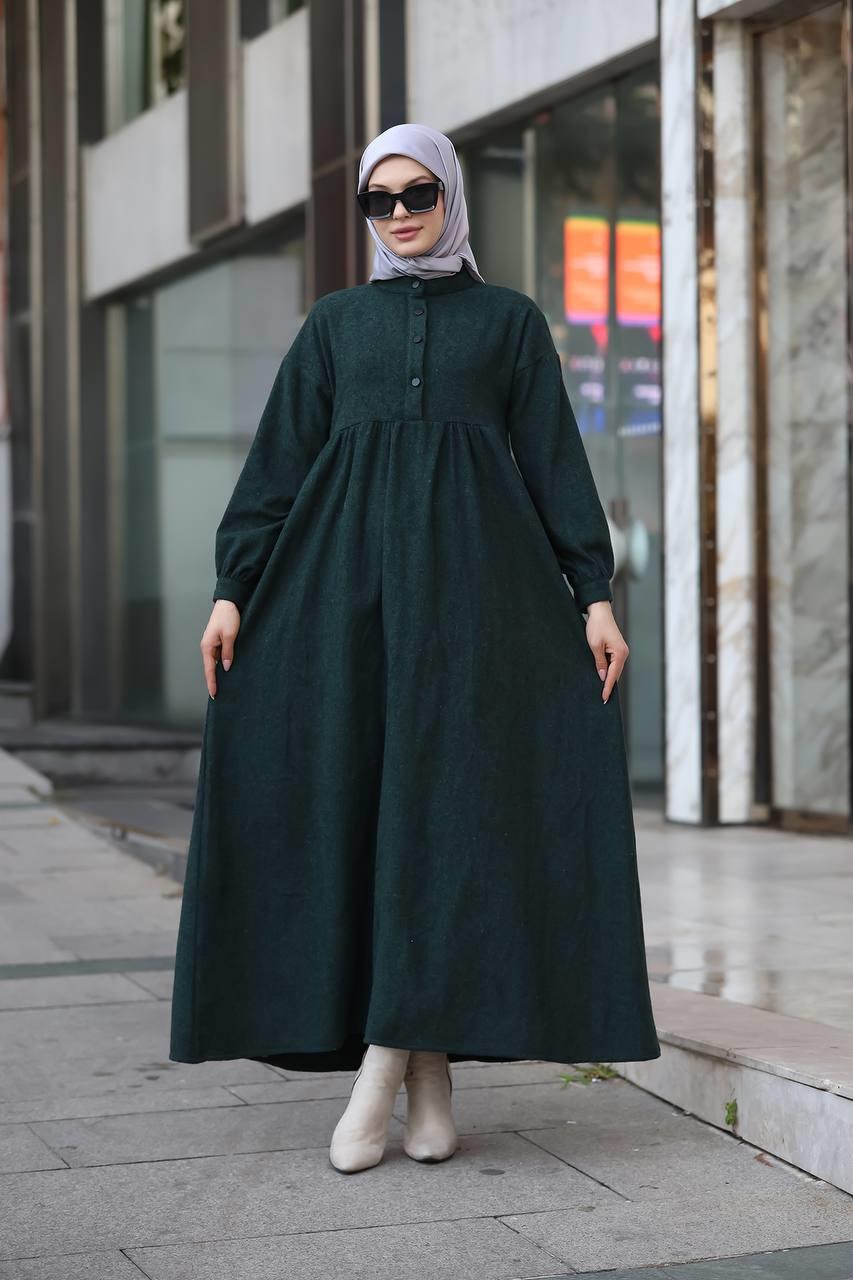 6006 Oduncu Elbise - Zümrüt Yeşili 