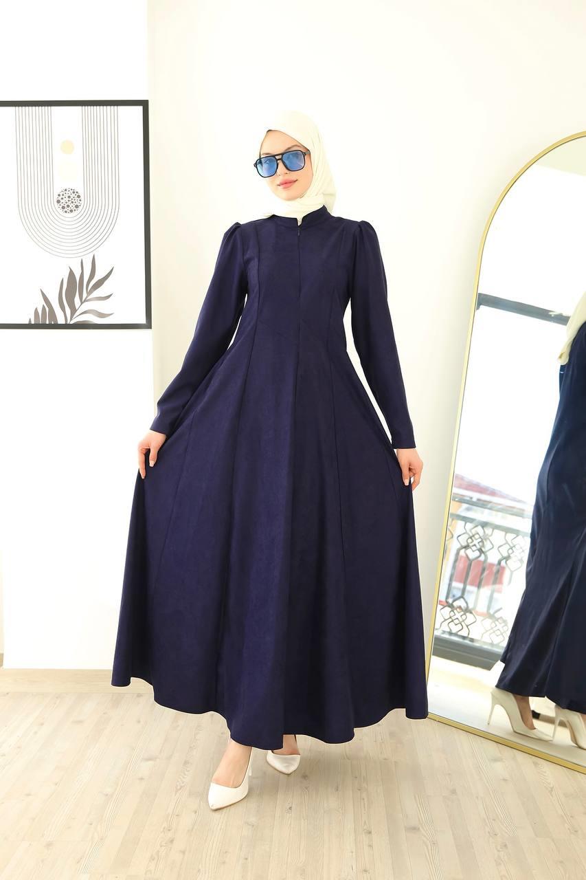 6013 Fermuar Detaylı Elbise - Lacivert 