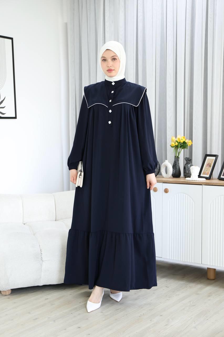 7039 Gösterişli Yakalı Ferace - Lacivert