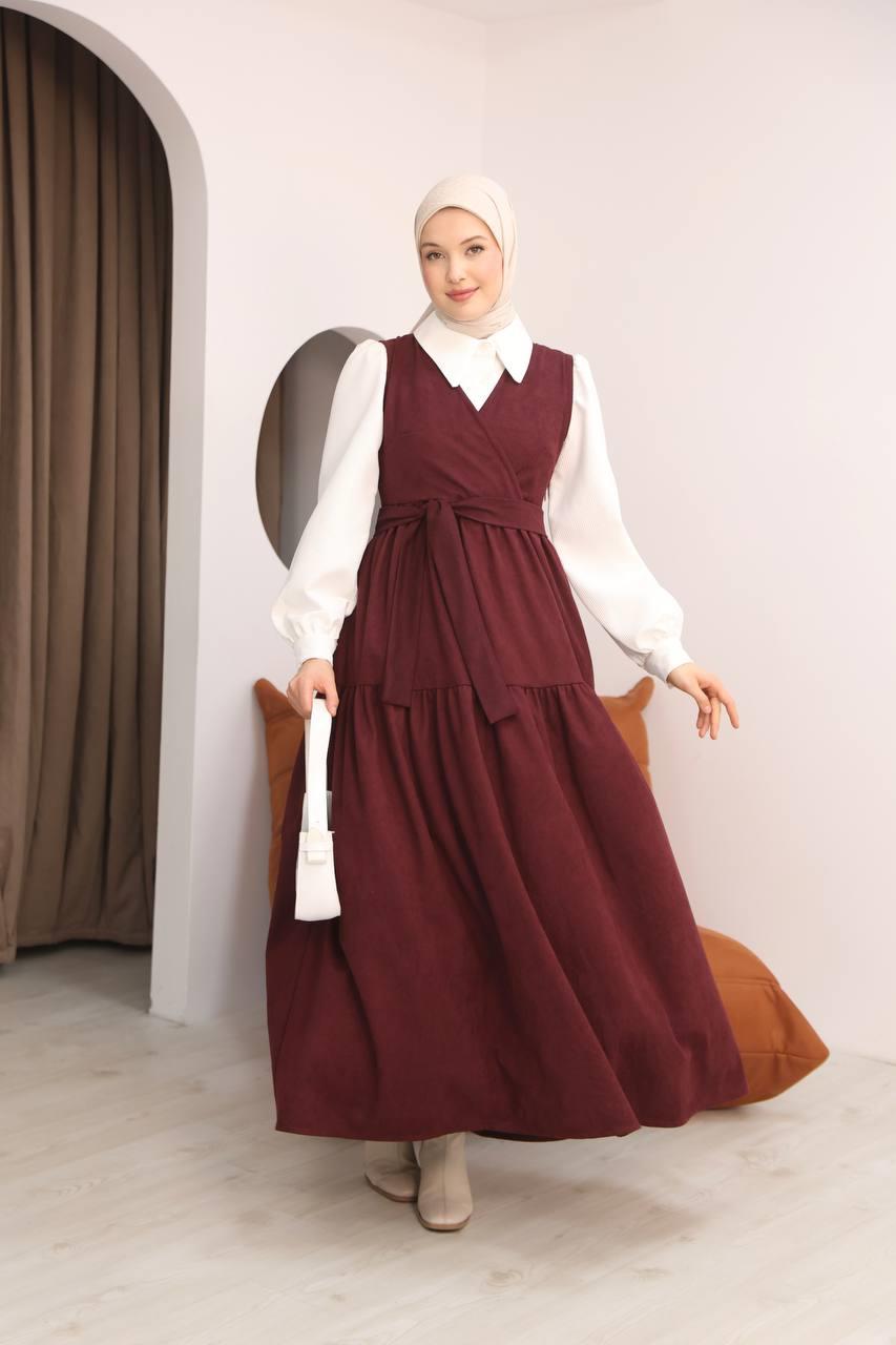 7094 Gömlek ve Elbise Takımı - Bordo