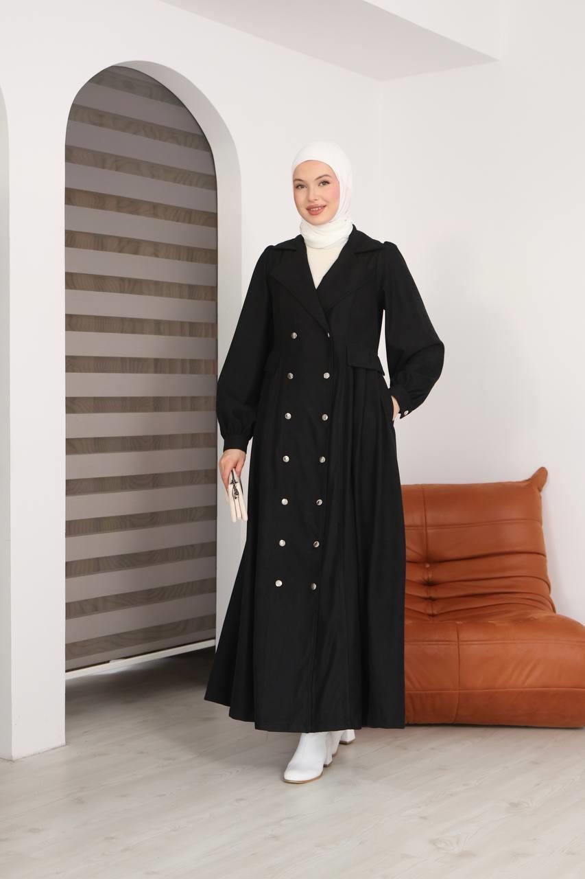 7103  Diana Trenç Elbise - Siyah