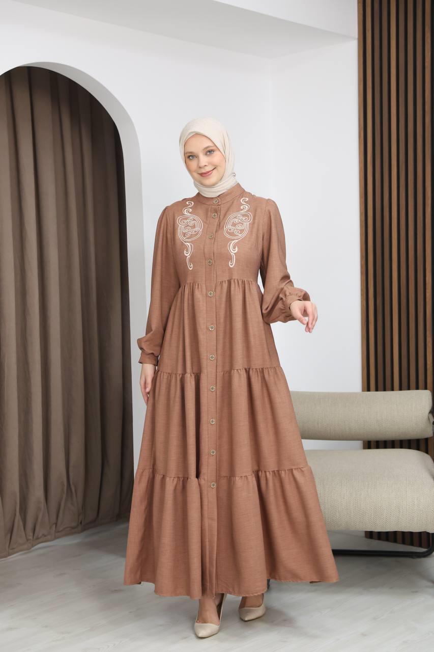 7111 Femina Elbisesi - Sütlü Kahve