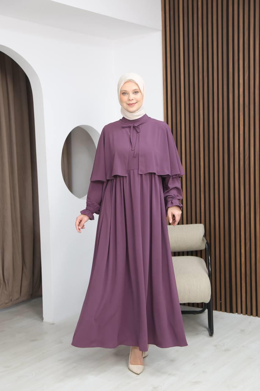 7113 Zarif İki Parça Elbise - Lila
