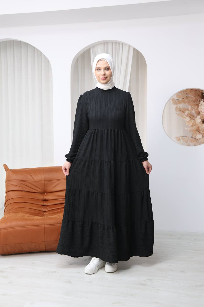 7120 Minimal Şık Elbise - Siyah