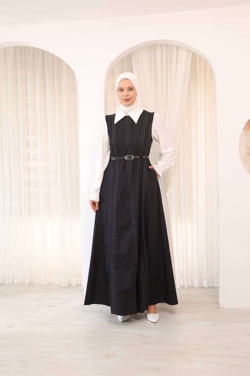 7130 Tonlu Kot Set - Siyah